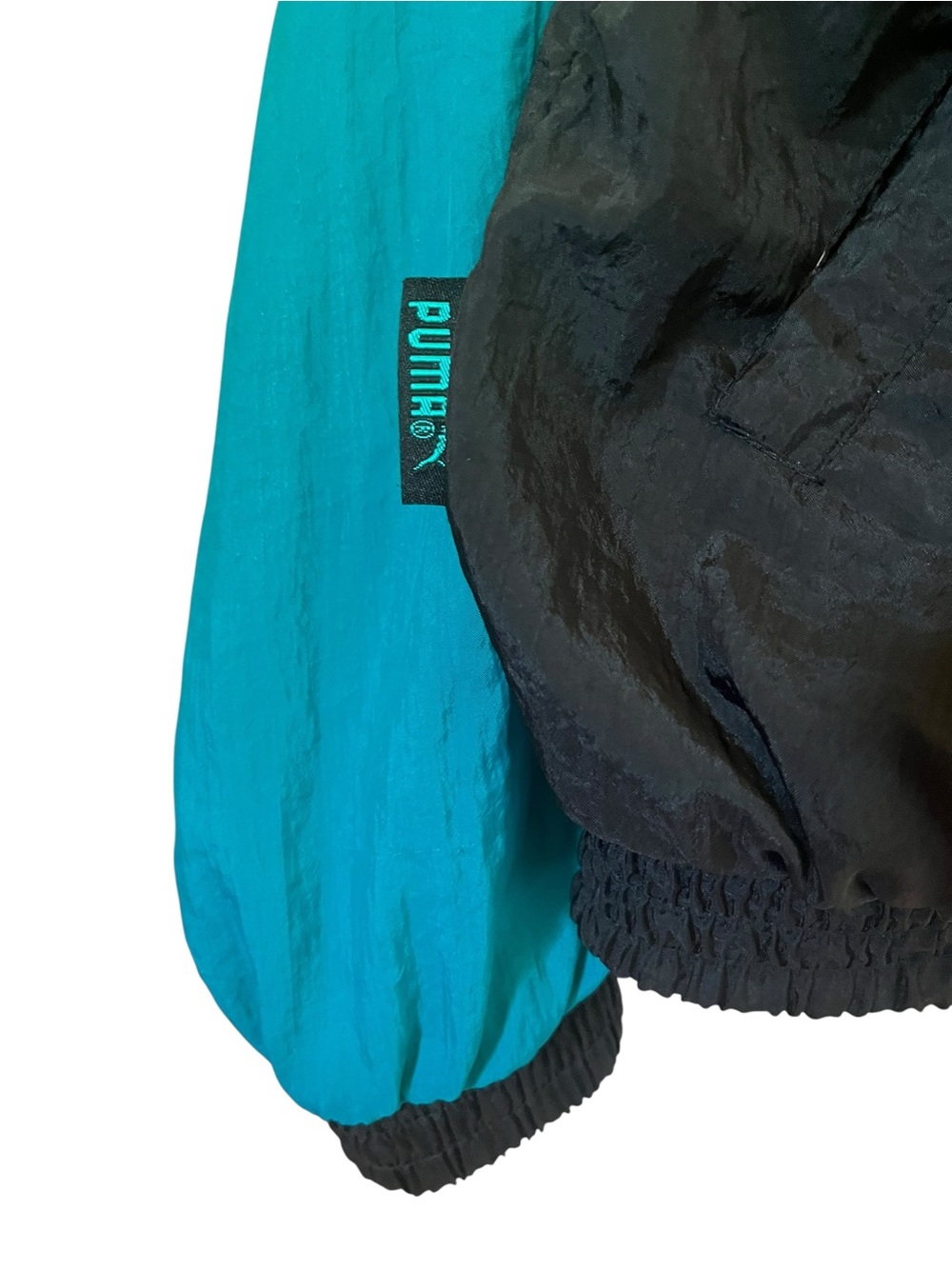 Vintage Puma Colorblock Windbreaker XL 90s Teal Purple Black - Picture 6 of 15